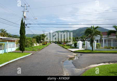 plush houses in residential area outside Port of Spain Trinidad West Indies Stock Photo