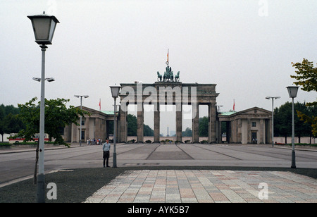 Brandenburg Gate from East Berlin side before the fall of the Berlin Wall, August 1989 Stock Photo
