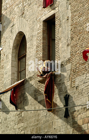 Gubbio Ceri Race Festival 15 May Umbria Italy Vertical upright portrait Stock Photo