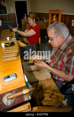 Hand rolled Cuban Cigars made in Ybor City Florida, USA Stock Photo