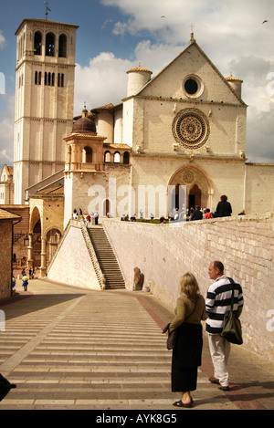 The Basilica of San Francesco d'Assisi showing lower and upper churches upright vertical portrait Stock Photo