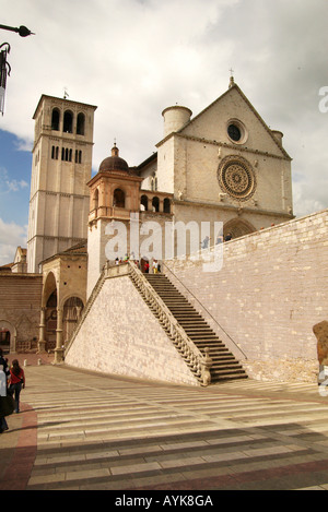 The Basilica of San Francesco d'Assisi showing lower and upper churches upright vertical portrait Stock Photo