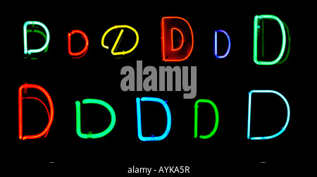 Neon D Lettering Neon letters U collected from neon signs for design elements Stock ...