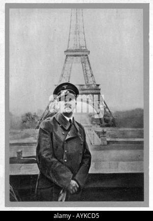 Hitler poses before the Tour Eiffel, symbolising the triumphant Stock ...