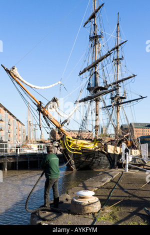 The tall ship Phoenix entering the dry dock at Gloucester Docks Stock ...