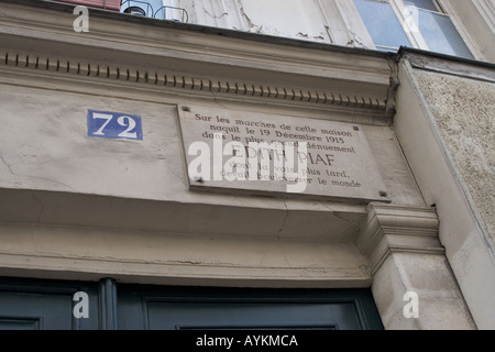 Paris, 72 rue de belleville, house where French singer Edith Piaf grew ...