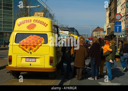 A van selling waffles near Gare du Midi station in Brussels Belgium Europe Stock Photo