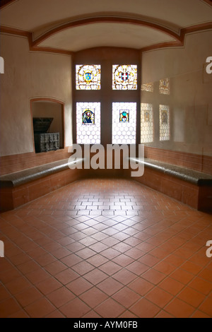 A view inside Chateau de Gruyeres in the medieval town of Gruyeres in the Canton of Fribourg Switzerland Stock Photo