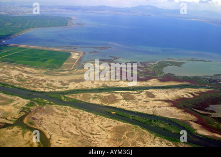 River delta of Axios river, Thermaikos bay, Thessaloniki Greece Stock Photo