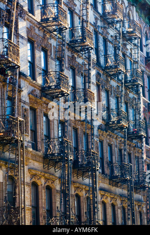 Typical tenement fire escapes lower east side New York City Stock Photo