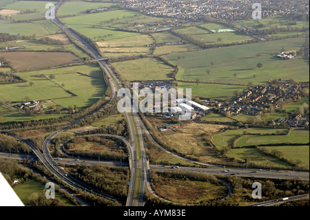 aerial view of Junction 10 of the M4 motorway at Wokingham, the Stock ...