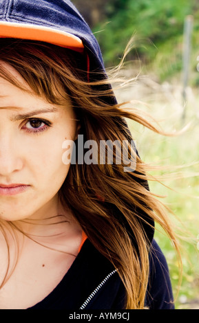 Young woman portrait half face composition Stock Photo