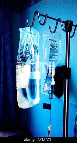 IV intravenous bag hanging in hospital intensive care ward for Stock ...