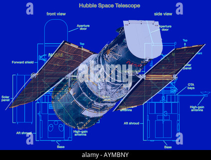 NASA Hubble Space Telescope model on Hubble diagram Stock Photo