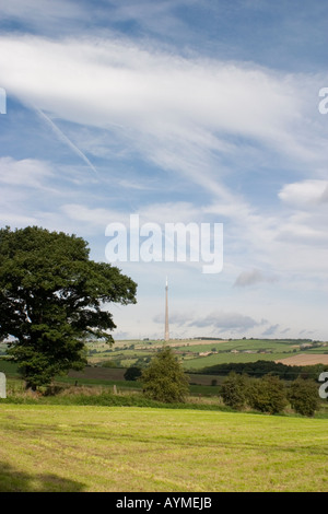Emley Moor television mast from Busker Lane Skelmanthorpe West Yorkshire England Stock Photo