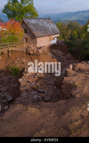 Devestation caused by canal bank collapsing at Gilwern Monmouthshire South Wales Wales UK EU Stock Photo