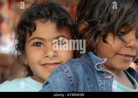 Bedouin girls in Dahab, Egypt, is having fun Stock Photo