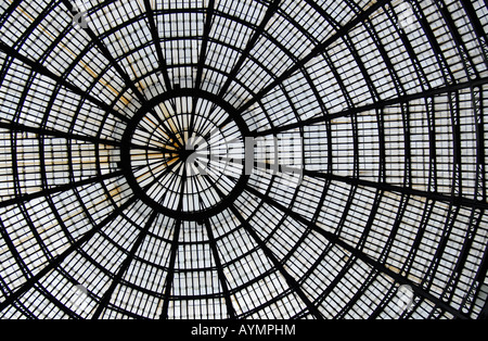 Detail of the Glass-and-Iron Roof of the Galleria Umberto I in Naples, Italy Stock Photo