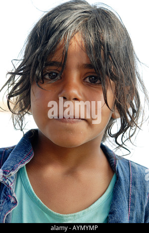 Portrait of a Bedouin girl in Dahab, Egypt Stock Photo