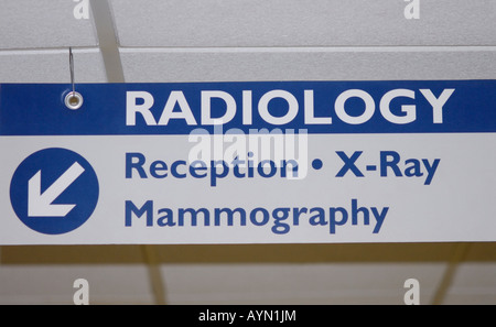 Sign for the department of radiology at a hospital Memorial Sloan Kettering Cancer Center New York Stock Photo