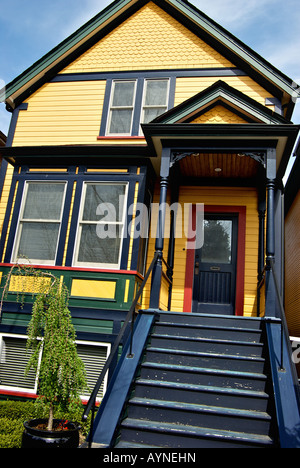 Beautifully restored, designated heritage house in Strathcona neighbourhood of Vancouver, British Columbia. Stock Photo