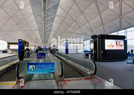 MOVING SIDEWALK at the New HONG KONG INTERNATIONAL AIRPORT HONG KONG CHINA Stock Photo