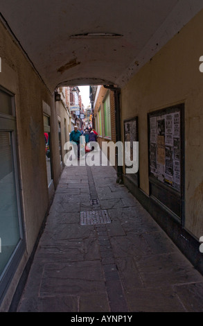 Capuchin Lane Hereford Herefordshire England EU UK a narrow lane with shops pubs and cafe in city centre Stock Photo