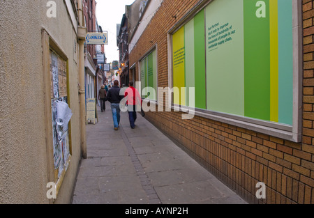 Capuchin Lane Hereford Herefordshire England EU UK a narrow lane with shops pubs and cafe in city centre Stock Photo