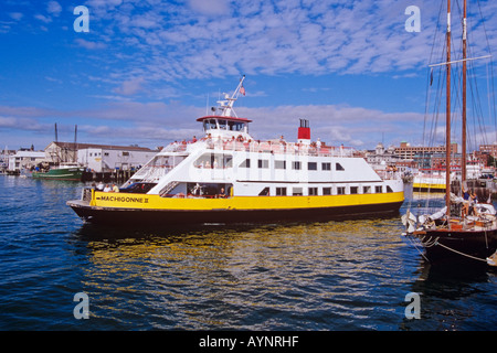 Casco Bay Lines ferry Machigonne leaving the terminal in Portland, Maine Stock Photo