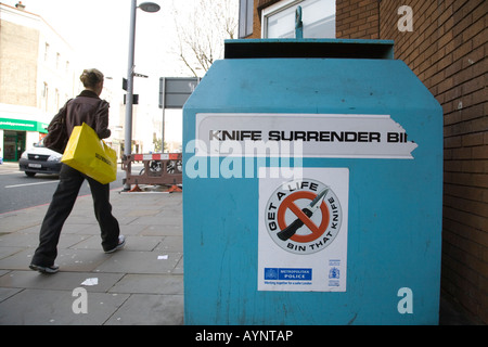 Knife Surrender bin Kings Road Chelsea London SW3 Stock Photo