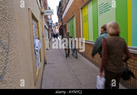 Capuchin Lane Hereford Herefordshire England EU UK a narrow lane with shops pubs and cafe in city centre Stock Photo