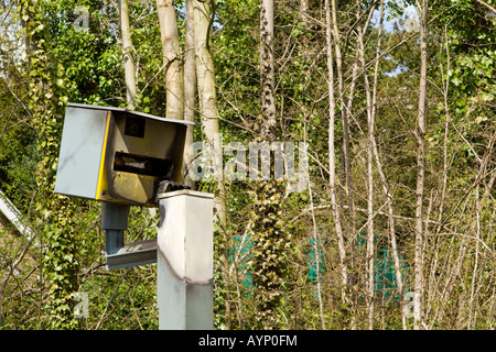 A burnt-out speed camera, UK. Stock Photo