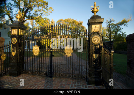 The gate to Shiloh National Cemetery at Shiloh National Military Park near Shiloh Tennessee Stock Photo