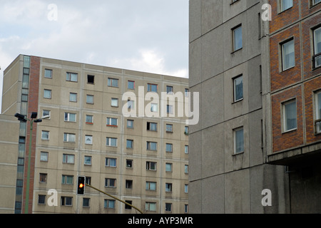 Typical industrialized apartment blocks in the former Eastern part of Berlin Germany Stock Photo