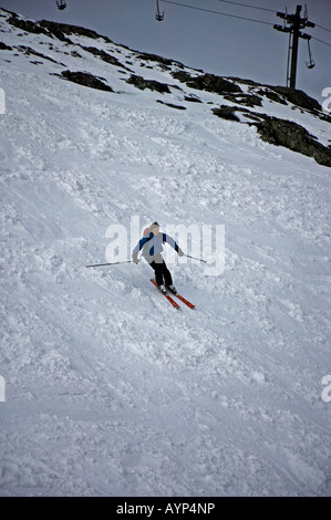 Lone male Glencoe Ski slopes, Lochaber, Scotland, UK, Europe Stock Photo