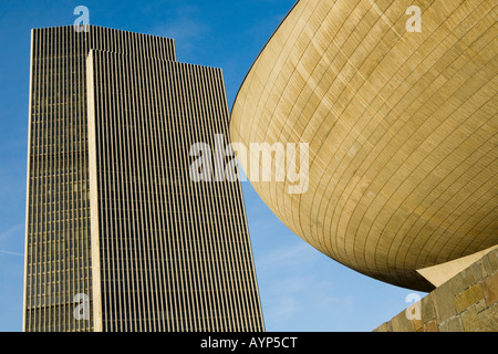 The Egg performance venue and Corning Building at Empire State Plaza Albany New York Stock Photo