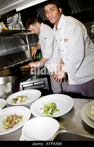 Two chefs in Dublin restaurant, Ireland Stock Photo