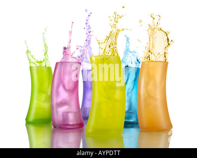 Colorful bursting drinks Stock Photo