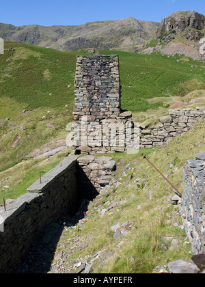 Stonework walls of abandoned copper mine at Coniston, Lake District,  Cumbria, UK Stock Photo