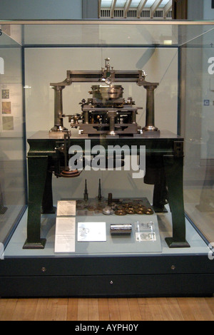 Original Bank of England Money printing press on display in the British Museum London Stock Photo