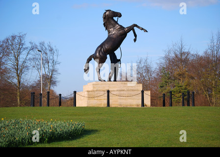 Millennium Newmarket Stallion Statue at entrance to town, Newmarket, Suffolk, England, United Kingdom Stock Photo