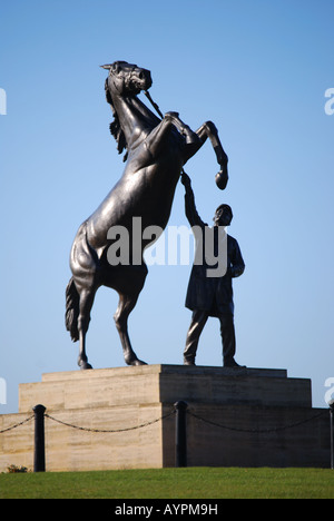 Millennium Newmarket Stallion Statue at entrance to town, Newmarket, Suffolk, England, United Kingdom Stock Photo