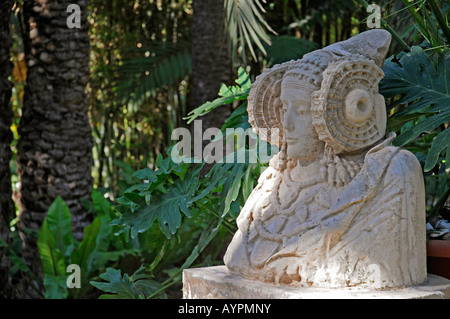 Sculpture, Dame of Elche, Huerto del Cura Gardens, Palmeral of Elche, Elx, Alicante, Costa Blanca, Spain Stock Photo