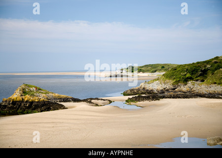 Beach near Borth y Gest and Porthmadog golf club, North Wales Stock Photo