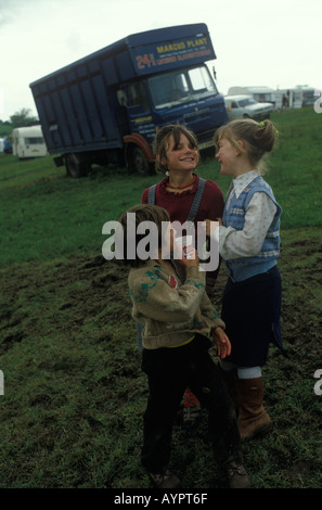 Gypsy traveller children at the Appleby Gypsy Horse Fair, Appleby in Westmorland Cumberland takes place annually in June England 1980s HOMER SYKES Stock Photo