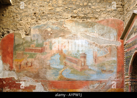 Fresco in the garden of the Fontana Picola House, Harbour of Pompei (Pompeii), Campania, Italy Stock Photo