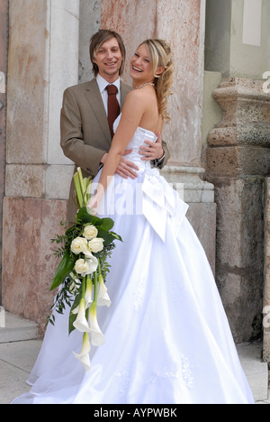 Bride and groom on their wedding day Stock Photo