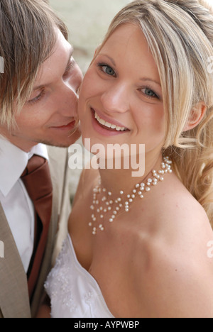 Bride and groom on their wedding day Stock Photo