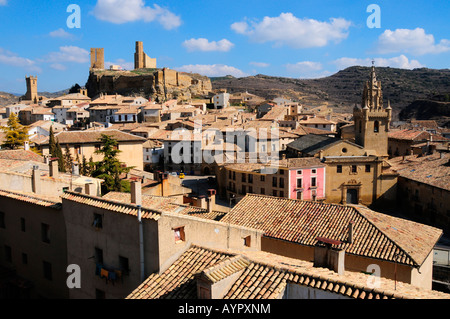 View over Uncastillo, Zaragoza Province, Aragón, Spain, Europe Stock Photo