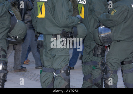 Detail, riot police at a protest against the 2008 Munich Conference on Security Policy, Munich, Bavaria, Germany Stock Photo